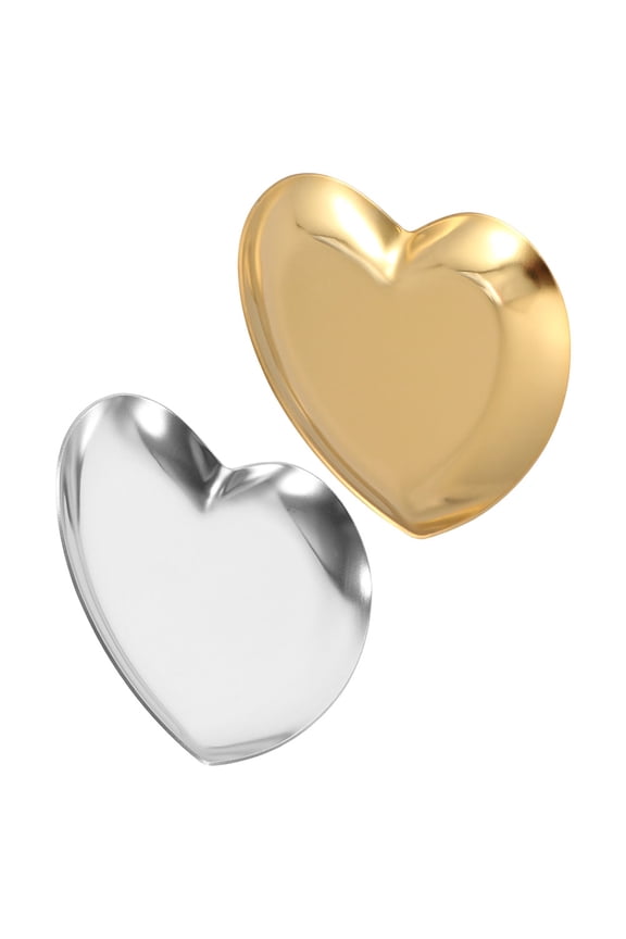 Stylish Heart Jewelry Dish Stainless Steel with Non Slip Ceramic Base for Rings and Necklaces