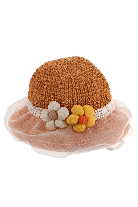 Stylish Kids Sun Hat for Girls Wide Brim Khaki 1Pcs for Family Picnic and Summer Activities