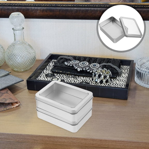 COMPUKAS 5-Pack Rectangular Iron Tea Leaf Storage Tin Boxes Container for Home Kitchen Use