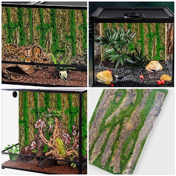 COMPUKAS Terrarium Backdrop Simulated Bark Easy Placement 1Pack Aquarium Decor Background Board