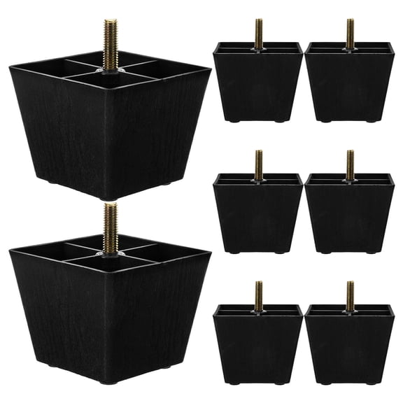COMPUKAS Threaded Adjustable Furniture Legs Black Plastic and Metal for Home Height Adjustment Robust
