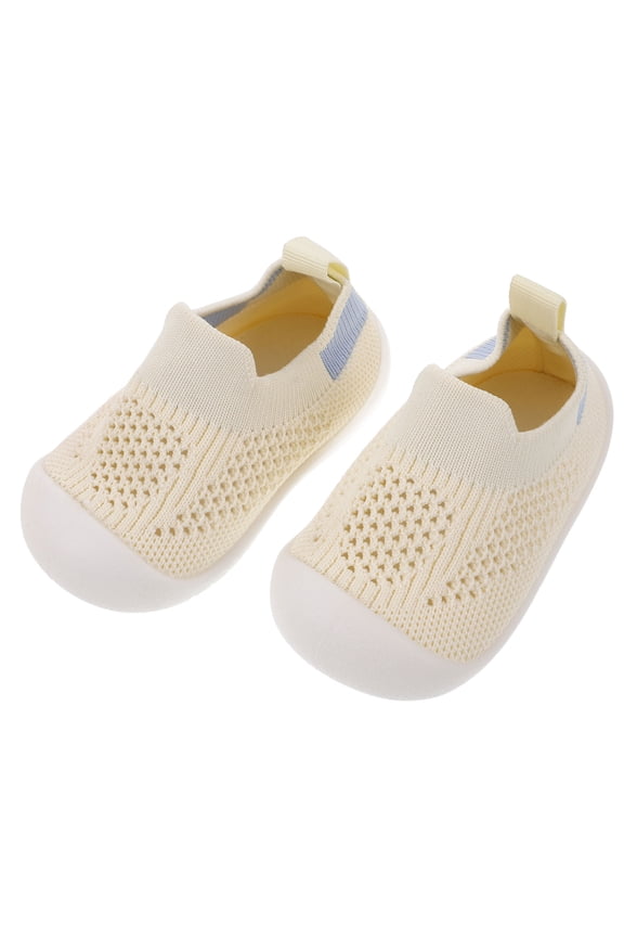 Tiny Exploring Sock Shoes Plastic Desk Display Breathable Beige 1 Pair