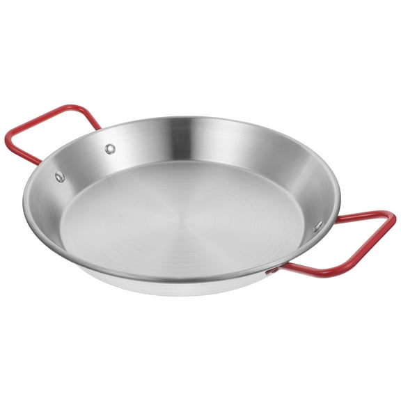 COMPUKAS Traditional Paella Pan Frying Pan Silver Even Heat Conduction Kitchen Gadget for Restaurant Use 1Pack