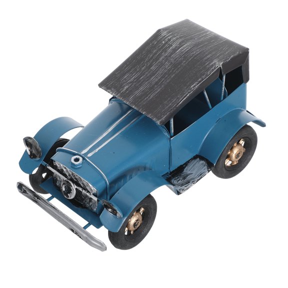 COMPUKAS Blue Vintage Truck Model Handcrafted Iron Car Ornament for Rustic Home Decor