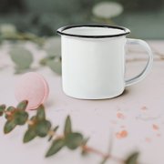 COMPUKAS White Iron Vintage Coffee Mug Multi-Function Anti-Slip for Home 2Pcs