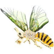 COMPUKAS Vintage Bee Brooch Pin Light Green Alloy Chic Decorative Accessory