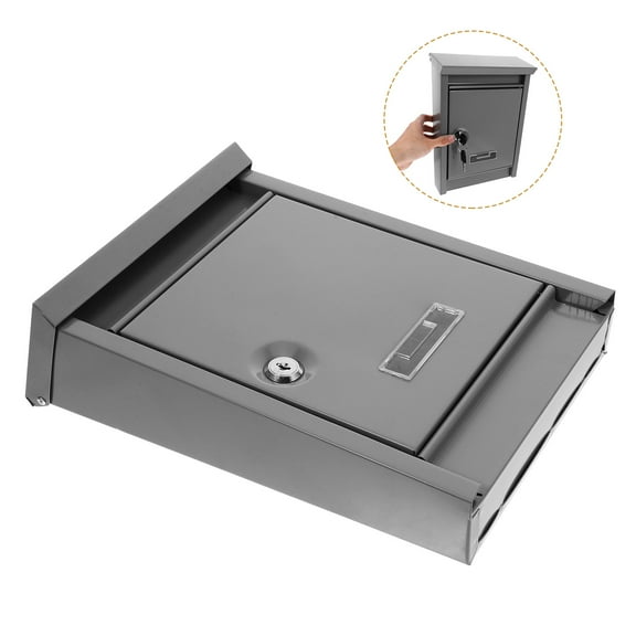 COMPUKAS Wall Mounted Grey Iron Mailbox with Lock Large Capacity for Outdoor Use