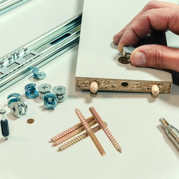 COMPUKAS Wear Resistant Golden Steel Self Tapping Screws Double Head Bolt for Quick Furniture Assembly