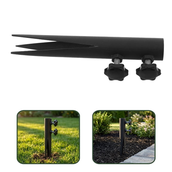 COMPUKAS Weather Resistant Black Garden Flagpole Ground Stake for Memorial and Outdoor Use