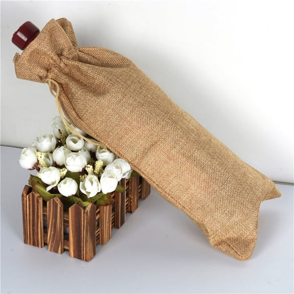 COMPUKAS Wedding Favor Bags Drawstring Bottle Bags Light Brown Reusable For Engagement Party 1Pcs