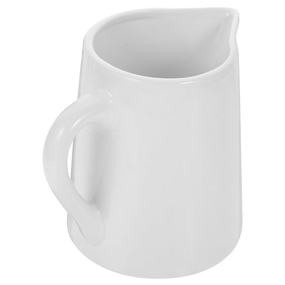 COMPUKAS White Ceramic Milk Pitcher for Storage Small Sauce Containers Easy to Clean and Carry 7 oz