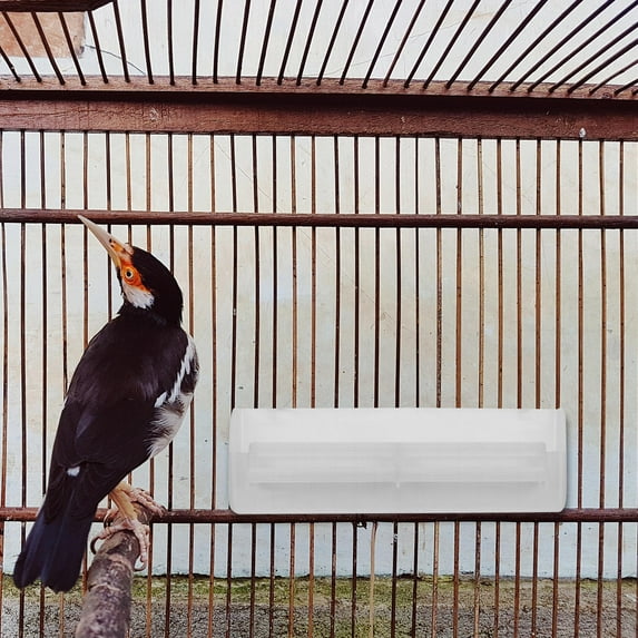 COMPUKAS White Hanging Automatic Bird Food Dispenser Antisplash Design ...