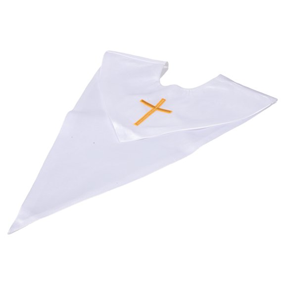 COMPUKAS White Satin Reversible V Neck Choir Stole with Embroidered Cross for Church Service Adult Unisex