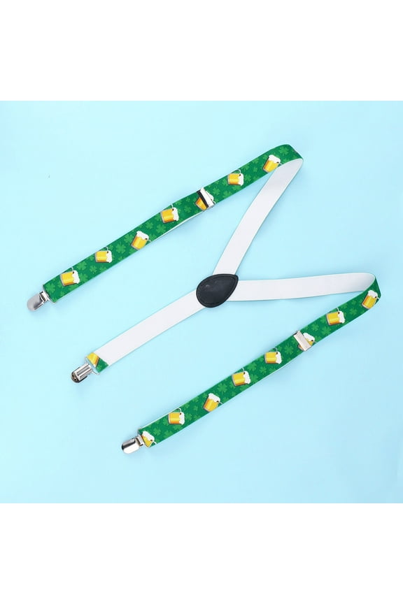 Y Shaped Elastic Mens Braces for Jeans Field Use Green 1Pack Holds Pants