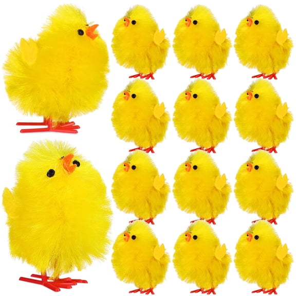 COMPUKAS Yellow Fuzzy Chicks for Easter Decoration, Comfortable to Touch, 36Pcs