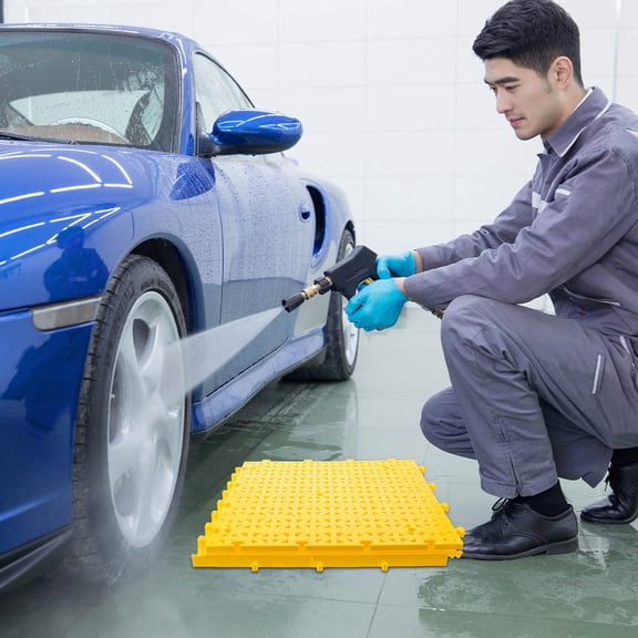 COMPUKAS Yellow Plastic Grating Floor Panels Modular Drainage Tiles for Garage Workshop Patio Use