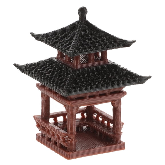 COMPUKAS Mini Zen Garden Pavilion Statue Brown Plastic Figurine Shelter for Aquatic Creatures 1 Set Decorative