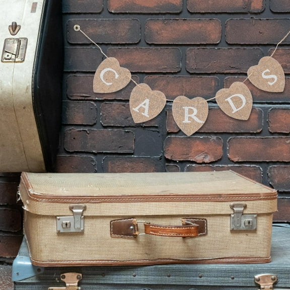 COMPUKAS cards Heart Shape Banner Hessian Rustic Decoration 1 Set