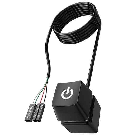 COMPUKAS Remote Pc Power Button Extension Black for Home with LED Indicator
