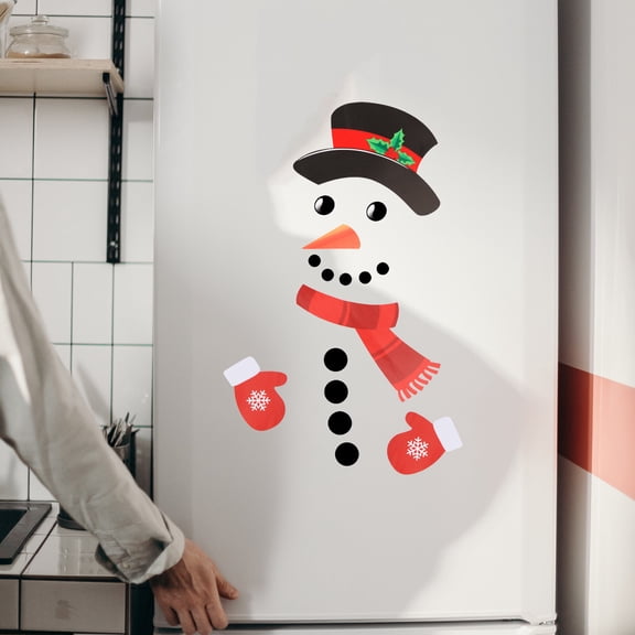 COMPUKAS Snowman Wall Decal Set, Reusable Decorative Stickers for Doors and Walls, Assorted Colors, Fade-Resistant Holiday Decor