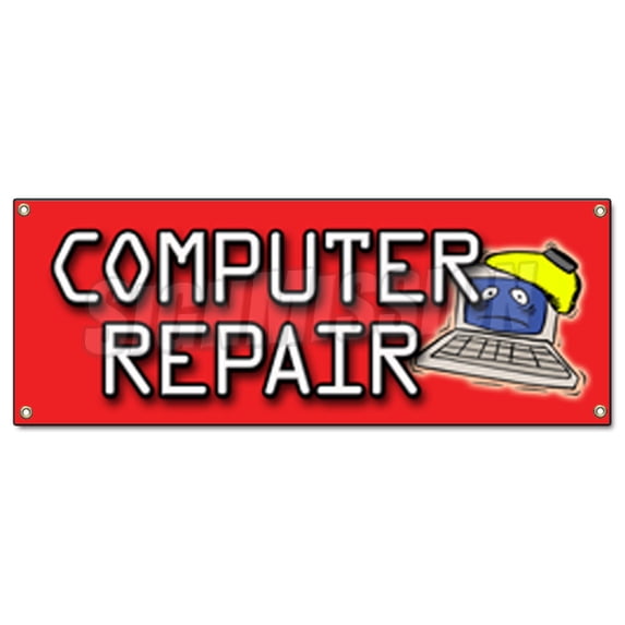 Computer Repairs Signs COMPUTER REPAIR BANNER SIGN monitor screem mouse keyboard network fix ...