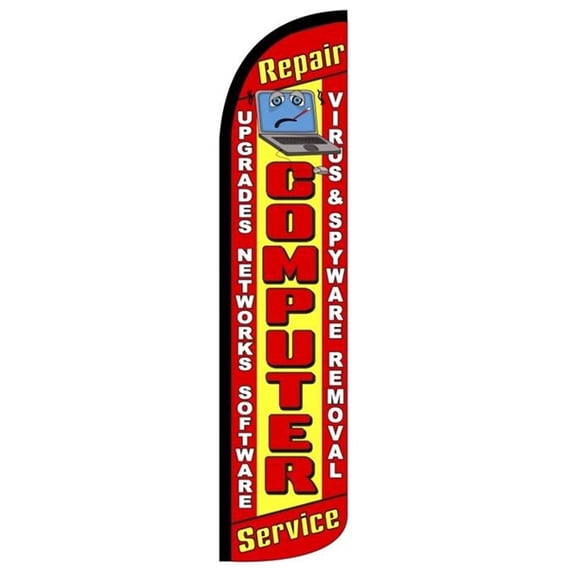 COMPUTER SERVICE Windless Flag (Hardware Not Included) |Advertisement /Business Flags | Feather Flag |