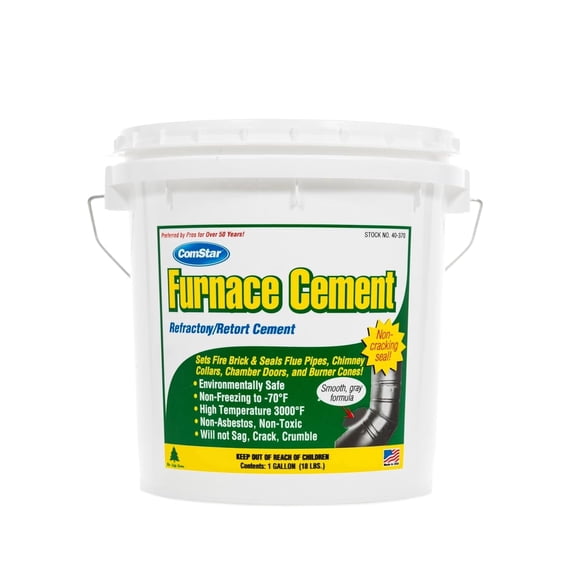 ComStar Furnace Cement, 1 Gallon - 3,000F High-Temp Refractory & Retort Cement - Ready-to-Use High-Heat Paste for Fireplaces, Wood Stoves, Flue Pipes & Firebricks - Asbestos-Free (40-370)