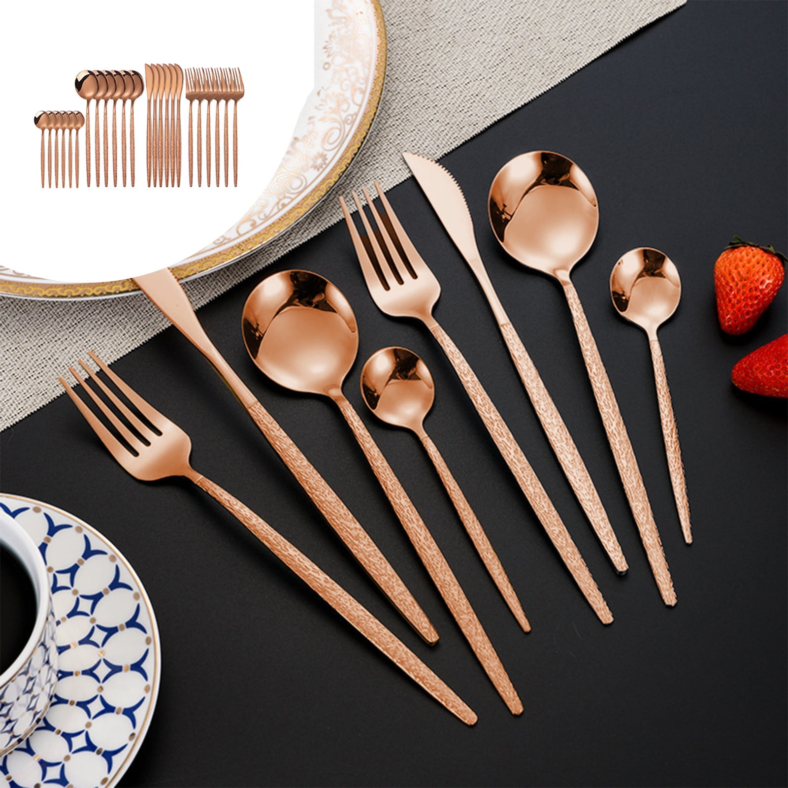 24 PCS Silverware Set for 6, Stainless Flatware with Square Edge Cutlery for Home, Restaurant, and Parties - Food-Grade Tableware with Knife, Spoon, Fork - Mirror Polished and Dishwasher Safe