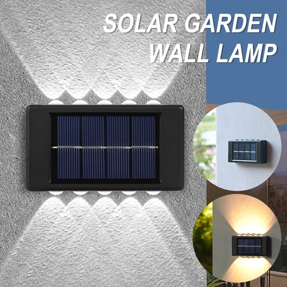 Aooww 2PCS Solar Wall Light Outdoor Fence Lights Up and Down Small Solar Mailbox Lights Waterproof for Patio Garden Garage Front Door Steps
