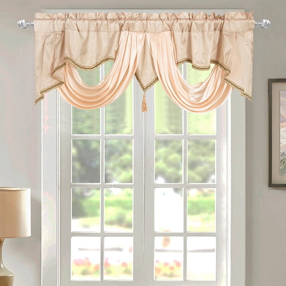 Decor Lucia Elegant Waterfall Valance for Living Room Kitchen, and Bedroom, Soft Polyester Window Curtain, Single