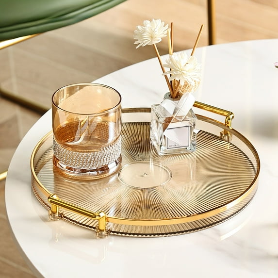 Aooww Decorative Tray - Beautiful Coffee Table Tray That Enhances Any Kitchen Or Living Room - The Perfect Round Centerpiece for Your Seasonal Home Decorations