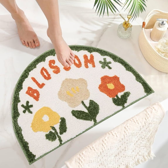 Half Round Cute Funky Bathroom Decor Shaggy Soft Bath Rug 2025 Extra Absorbent Quick Dry Shower Mat Indoor Non Slip Washable Carpet Doormat for Bedroom, Toilet, Bathtub