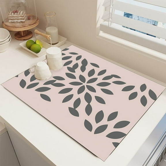 Large Kitchen Dish Drying Mat 2025, Super Absorbent & Heat Resistant Diatomite Coffee Mat for Kitchen Counter - Anti-Slip Rubber Backed, Grey