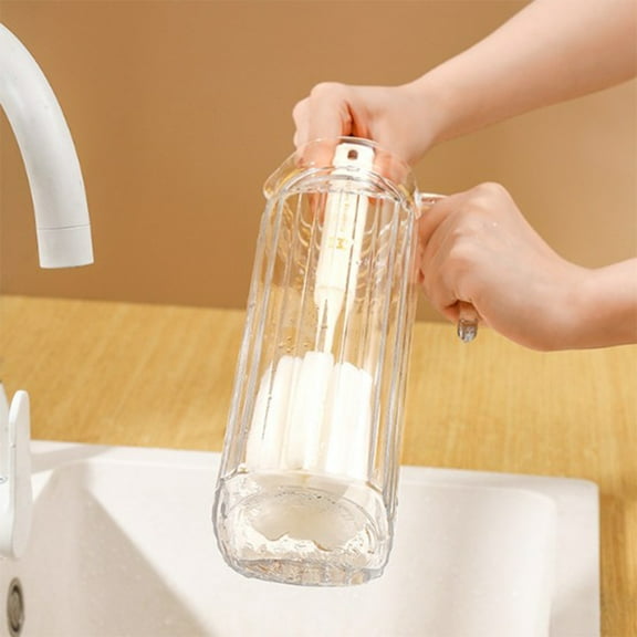 Long Handle Bottle Brush with Detachable Sponge Scrubber, Portable Cup Cleaner for Wine Glasses, Water Bottles, Baby Bottles, Vacuum Flasks, and More