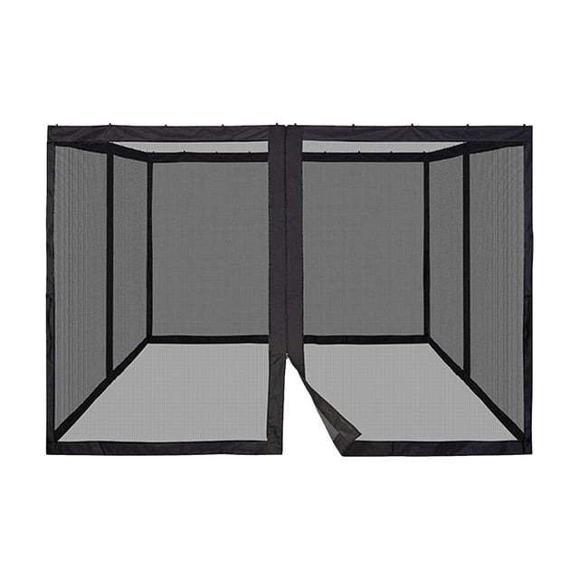Universal 12x12 Ft Gazebo Replacement Mosquito Netting - 4-Panel Mesh Screen Walls With Zippers, Brown, Easy Install, Weather-Resistant
