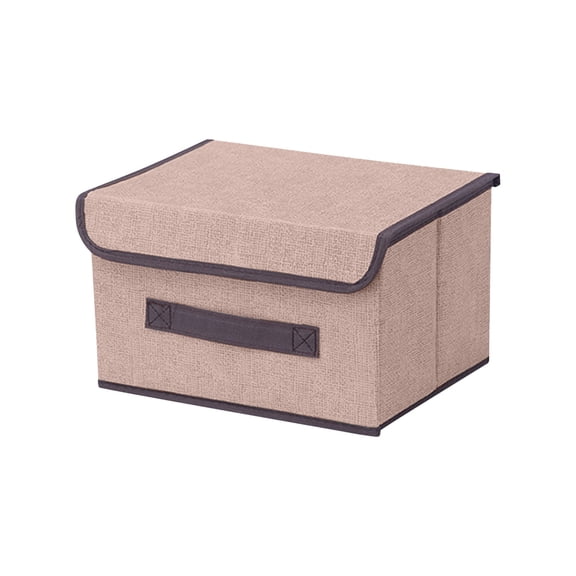 Aooww Small Storage Bins with Lids Linen Collapsible Cube Storage Basket with Handle, Jane's Home Foldable Fabric Storage Box with lids for Clothes Closet
