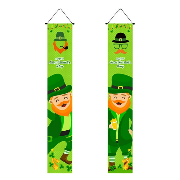 St. Patrick's Day Gnomes Banner Decorations Saint Patty's Day Porch Sign Green Shamrock Welcome Banners Irish Luck Day Outdoor Indoor Backdrop for Party Home Classroom Decor Supplies