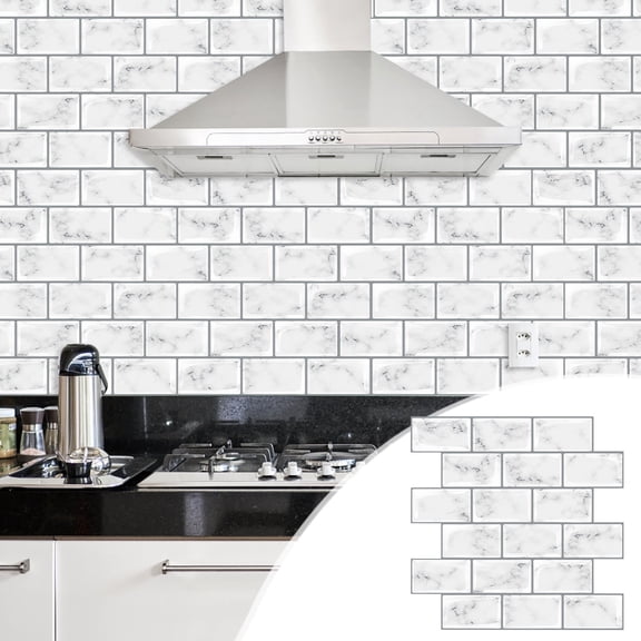 Tile Peel and Stick Backsplash for Kitchen,12"x12" Self Adhesive Wall Tiles Sticker on Back Splashes for Bathroom Gray Marble Design