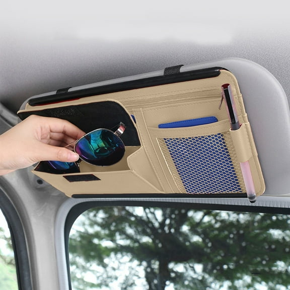 Visor Organizer Automotive Car Sun Organizer Card Storage Glass Credit Money Holder Sunglasses Clip Multifunction Glasses Pouch Bag Hanging PU Leather