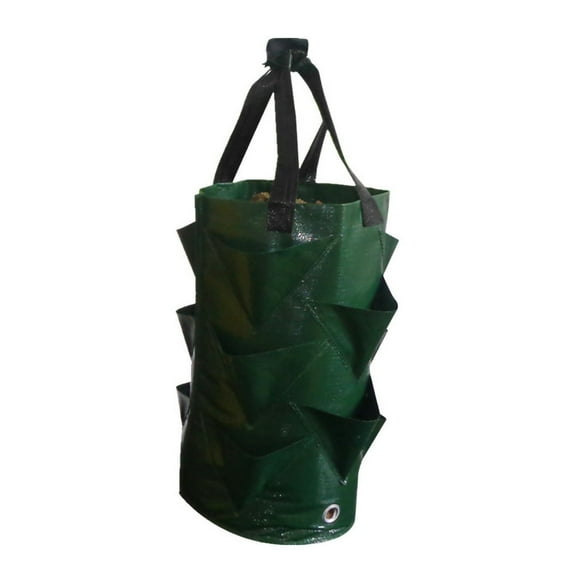 Aooww Green Upside Down Tomato & Herb Planter, Outdoor Hanging Durable Aeration Fabric Strawberry Planter Bags