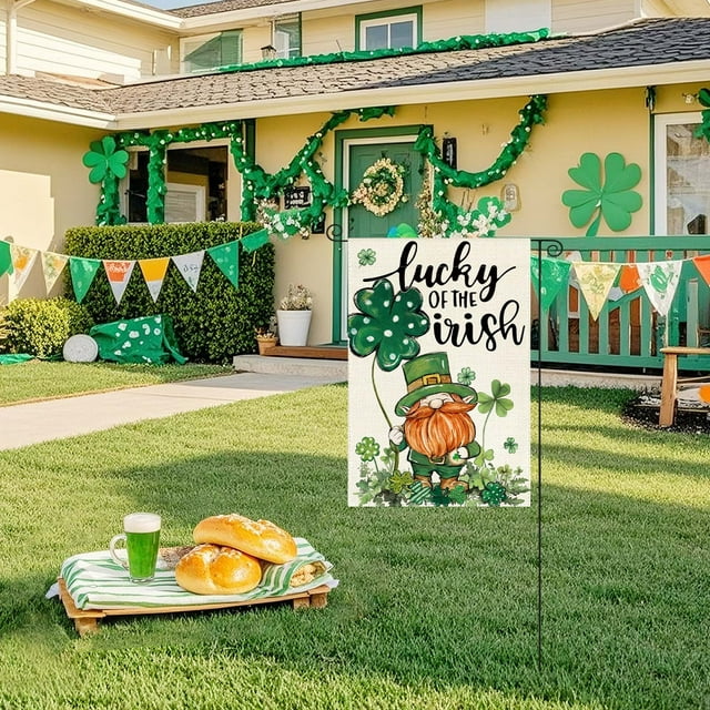 crochet st patricks day garden flag