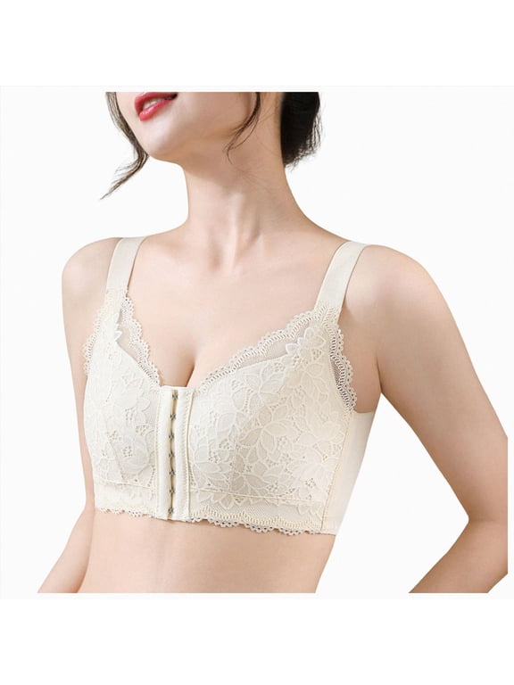 2026 Front Closure Mastectomy Bra Women Wireless Post Surgery Pocket Bralette for Silicone Forms Prosthesis (Beige, 38)