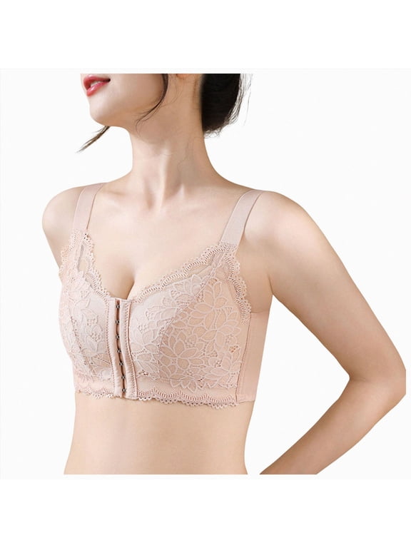 2026 Front Closure Mastectomy Bra Women Wireless Post Surgery Pocket Bralette for Silicone Forms Prosthesis (Pink, 44)