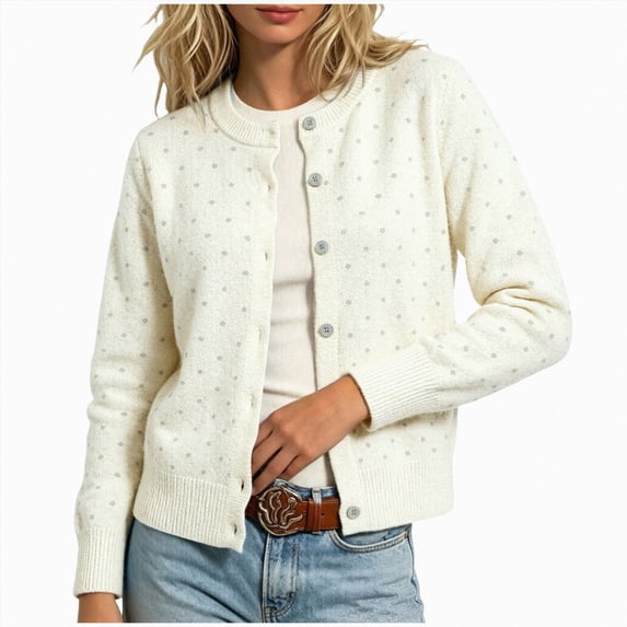 COMVALUE 2026 Leopard Cardigan Womens Button Up Sweaters Long Sleeve Cheetah Print Cropped Cardigan Jackets (White, XXL)