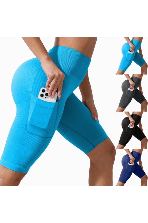 3D Leggings Cellulite Compression Anti Cellulite Shorts Butt Lifting Tummy Control Gym Yoga Pants with Pockets Navy M