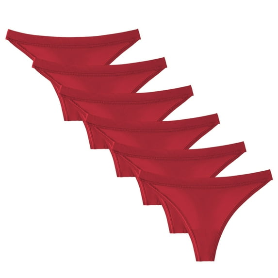 COMVALUE 6 Pack Women's Thongs Cotton Breathable Panties Bikini Underwear (Wine, XS)