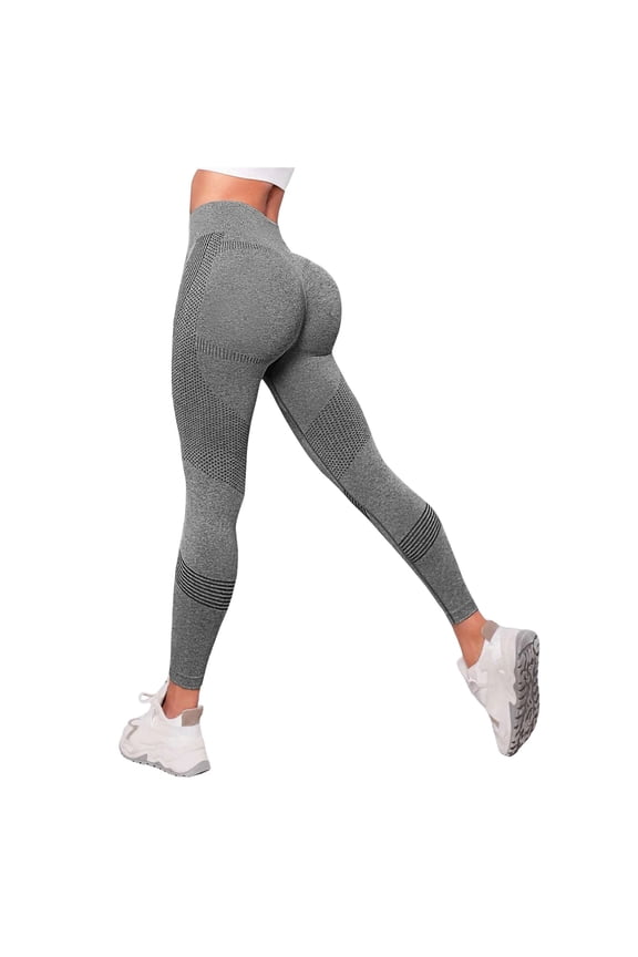 Anti Cellulite Compression Leggings Tummy Control Women Butt Lifting High Waist Resistance Band Yoga Pants (Grey, L)