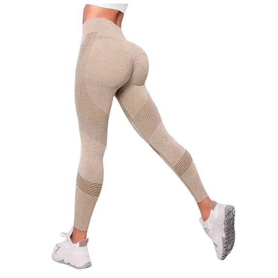 COMVALUE Anti Cellulite Compression Leggings Tummy Control Women Butt Lifting High Waist Resistance Band Yoga Pants (Khaki, M)