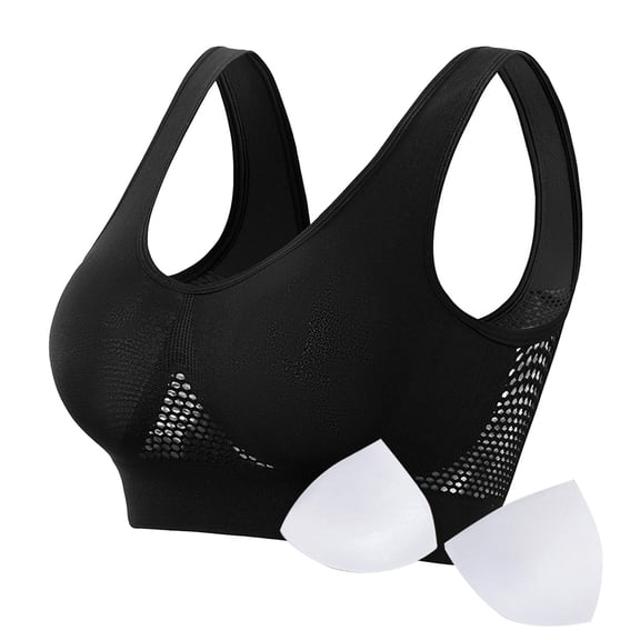 COMVALUE Anti-Sagging Sports Bras for Women Seamless Wirefree Plus Size High Support Yoga Bra (Black, XL)