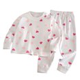 thumbnail image 1 of COMVALUE Baby Girls Fall Pajama Set 3 6 12 18 24 Months 3T 4T 5T 6T Heart Print Crew Neck Long Sleeve Top and Matching Sleep Pants, 1 of 4